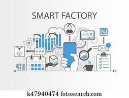 Smart factory or industrial internet of things background vector illustration Smart factory or industrial internet of things background vector illustration