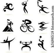 sport, symbol, sammlung, -2