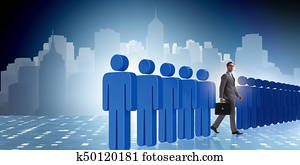 Standing out from crowd concept with businessman