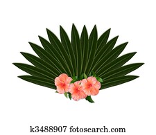 Tropical flowers hibiscus and leaves Tropical flowers hibiscus and leaves