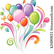 bunt, spritzen, mit, luftballone bunt, spritzen, mit, luftballone