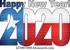 frohes neues jahr, 2020, mit, texas markierung, innenseite frohes neues jahr, 2020, mit, texas markierung, innenseite