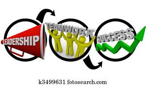 führung, plus, gemeinschaftsarbeit, gleichgestellte, erfolg