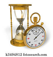 Hourglass and stopwatch