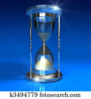 Hourglass on blue