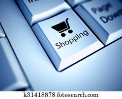 Keyboard and blue Shopping button, internet concept Keyboard and blue Shopping button, internet concept