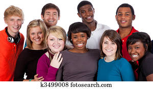 Multi-racial college students on white