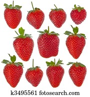 Set of isolated strawberries Set of isolated strawberries