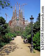 Street light in the park near Sagrada Familia. Barcelona, Spain. Street light in the park near Sagrada Familia. Barcelona, Spain.