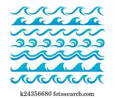 Water waves design elements vector set