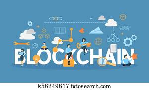 blockchain, מושג, illustration.