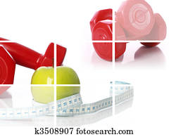 condición física, collage.