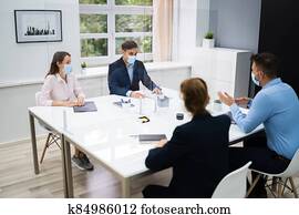 Face Mask Office Social Distancing Meeting