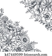 Floral backgrounds with hand drawn flowers and plants Floral backgrounds with hand drawn flowers and plants