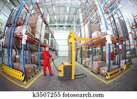 forklift gépkezelő, alatt, raktárépület