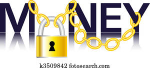 Money, chain and padlock