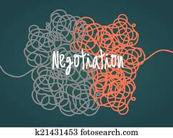negociación, en, progreso