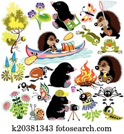 set with mole and hedgehog set with mole and hedgehog