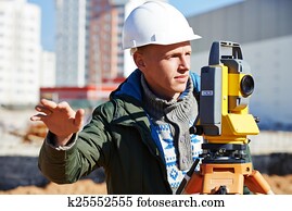surveyor worker with theodolite