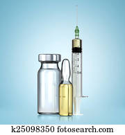 vacina, em, frasco, com, syringe., vacinação, concept.