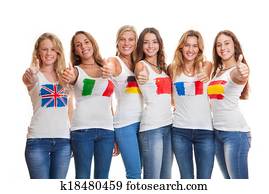 בינלאומי, נערים, עם, דגלים, ב, *t* חולצות