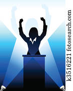 Business/political speaker silhouette behind a podium Business/political speaker silhouette behind a podium