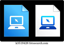 computador, laptop, ligado, papel, jogo