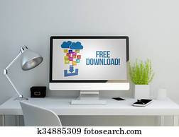 modern clean workspace with free downloadon screen modern clean workspace with free downloadon screen
