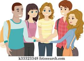 Teens Group Hands In Teens Group Hands In