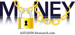 Vector - Money, chain and padlock Vector - Money, chain and padlock