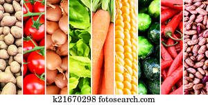 Vegetable collage - Group of various fresh vegetables
