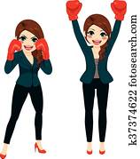 Businesswoman Boxing Fighter