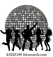 Disco Ball and dancing People Disco Ball and dancing People