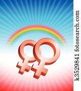 lesbiana, relación, símbolos de sexo