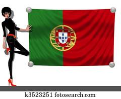 menina, com, um, bandeira, de, portugal menina, com, um, bandeira, de, portugal