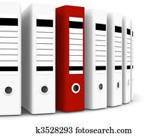 Red folder within white ones