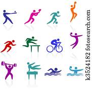 sport, symbol, sammlung