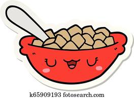 Distressed sticker of a cartoon cereal bowl Clip Art | k65901099