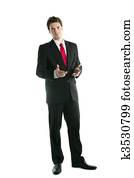 full length suit businessman talk hands gesture