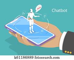 kundendienst, chatbot, flache, isometrisch, vektor, concept. kundendienst, chatbot, flache, isometrisch, vektor, concept.