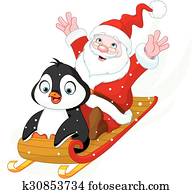 papai noel, e, pingüim