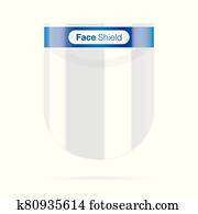 Plastic face shield with blue details. Plastic face shield with blue details.