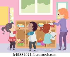 Stickman Kids Classroom Organize Illustration Stickman Kids Classroom Organize Illustration