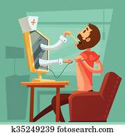 מחשב, רופא, התייעצות, רקע