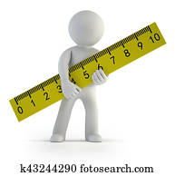 3d, klein, mensen, -, meetlatje