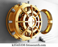 bóveda de seguridad del banco, puerta, 3d