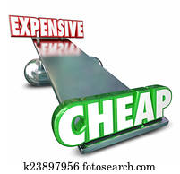 Cheap Vs Expensive See Saw Balance Comparing Prices Costs