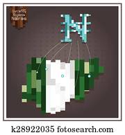 Currency Business Nigeria money Nairas Spending dotted lines on the map gray background