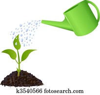 Green Young plant with watering can Green Young plant with watering can