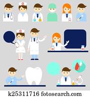 médecin infirmière, symbole, icônes, ensemble